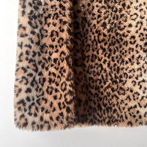 Vintage 90s Y2K American Signature Leopard Animal Print Faux Fur Coat Duster XL - Picture 5 of 7